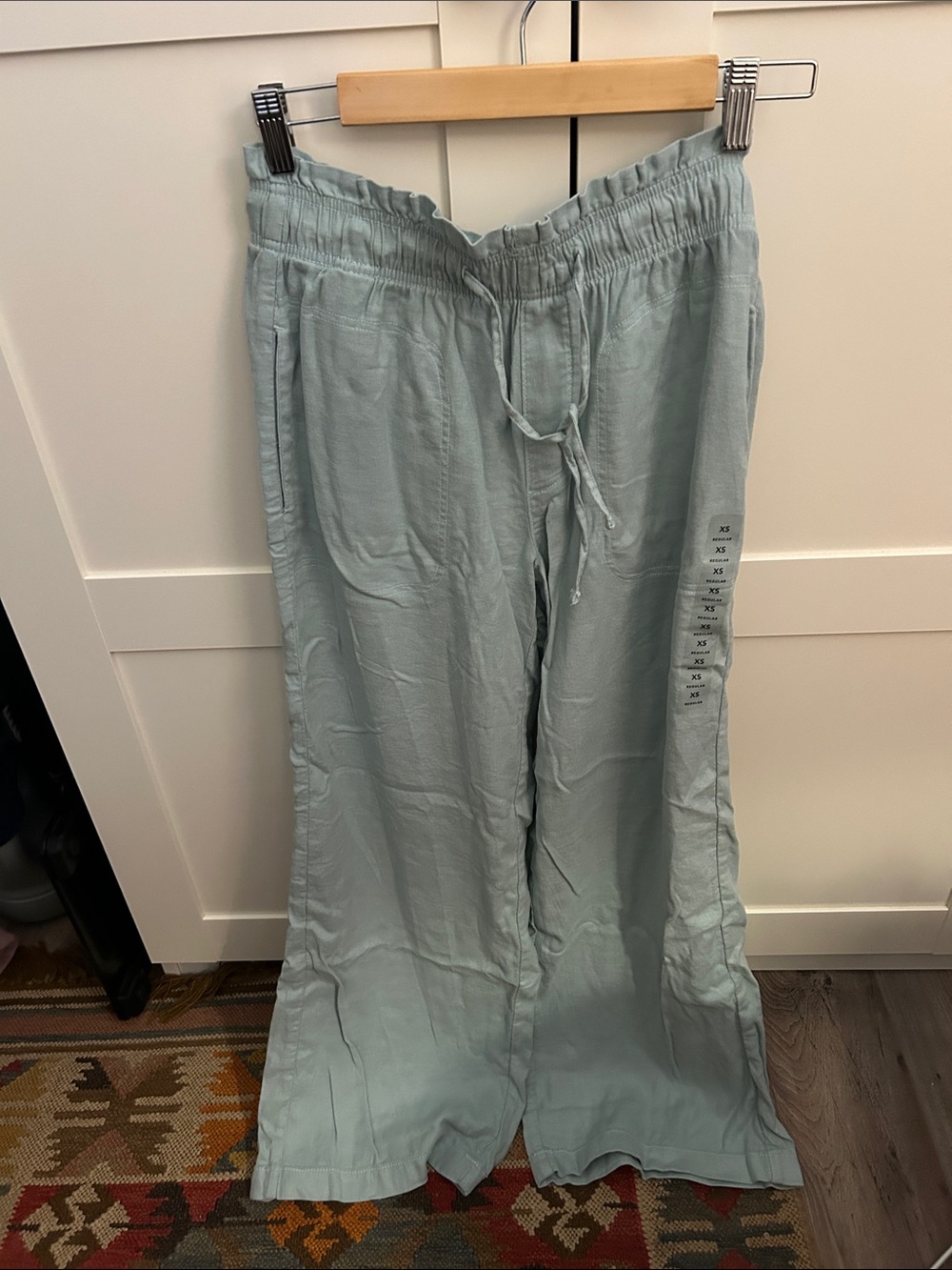 American Eagle Outfitters Pale Blue Drawstring Wide-Leg Pants